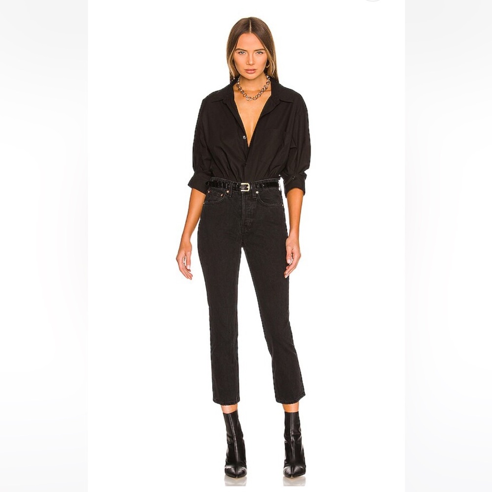 GRLFRND Women's Black Karolina Cropped High-rise Straight-leg Jeans Size 23